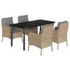 vidaXL Set da Pranzo da Giardino 5 pz con Cuscini Beige in Polyrattan