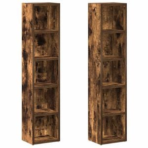vidaXL Mobili Porta CD 2pz Rovere Fumo 21x16x93,5cm Legno Multistrato
