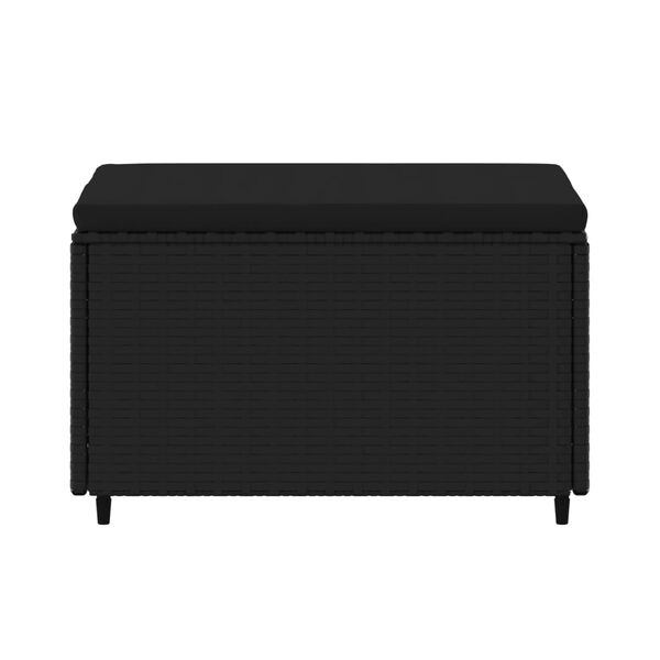 vidaXL Poggiapiedi da Giardino con Cuscini in Polyrattan Nero