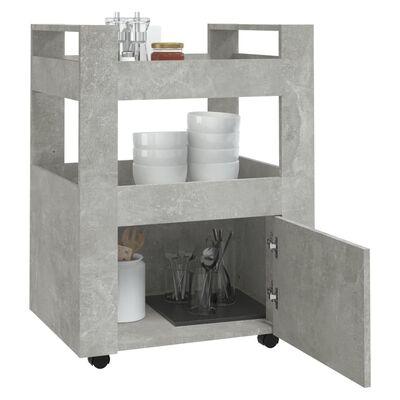 vidaXL Carrello da Cucina Grigio cemento 60x45x80 cm Legno Multistrato