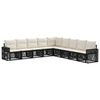 vidaXL Set Divano da Giardino 9 pz Nero e Bianco Crema polyrattan
