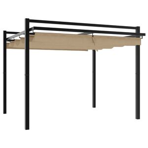 vidaXL Gazebo da Giardino con Tetto Retrattile Tortora 3x3 m Alluminio