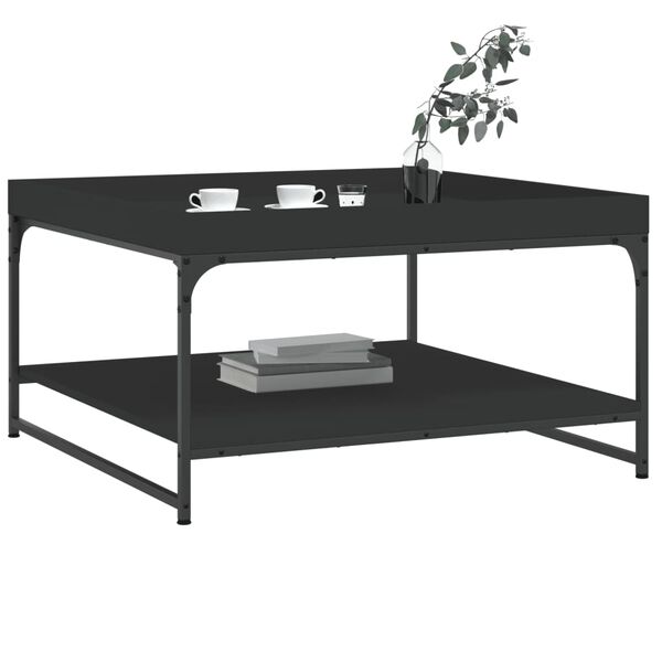 vidaXL Tavolino da Salotto Nero 80x80x45 cm Legno Multistrato e Ferro