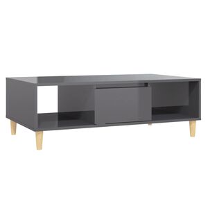 vidaXL Tavolino Salotto Grigio Lucido 103,5x60x35cm Legno Multistrato