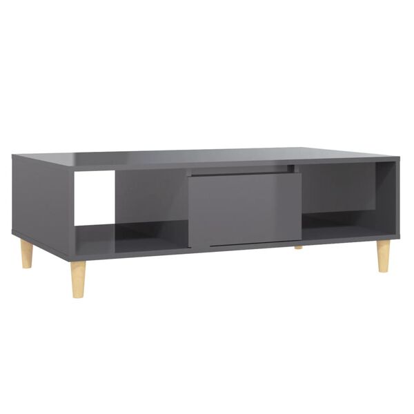 vidaXL Tavolino Salotto Grigio Lucido 103,5x60x35cm Legno Multistrato