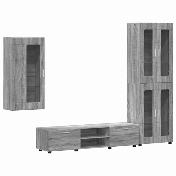 vidaXL Set mobile TV con porta FLORIN Grigio Sonoma Legno multistrato