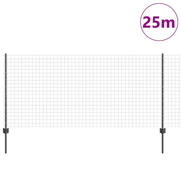 vidaXL Recinzione con Posto Grigio 1 x 25 m Acciaio e PVC