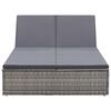 vidaXL Lettino Prendisole Doppio con Cuscino in Polyrattan Grigio