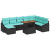 vidaXL Set Divano da Giardino 9 pz Nero polyrattan