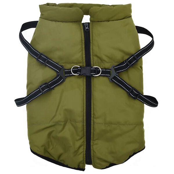vidaXL Cappotto Cani Imbracatura Impermeabile Riflettente Verde L52
