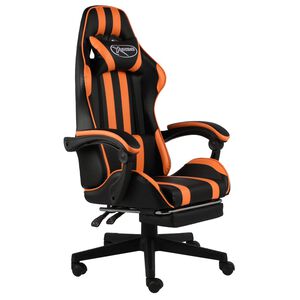vidaXL Sedia da Gaming con Poggiapiedi Nero e Arancione in Similpelle