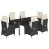 vidaXL Set da Pranzo da Giardino 7 pz Nero con Cuscini in Polyrattan