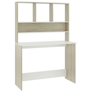 vidaXL Scrivania e Ripiani Bianco Rovere Sonoma 110x45x157 Multistrato
