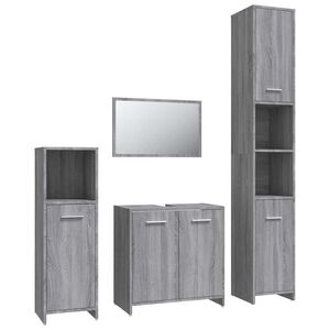 vidaXL Set Mobili da Bagno 4 pz Grigio Sonoma in Legno Multistrato
