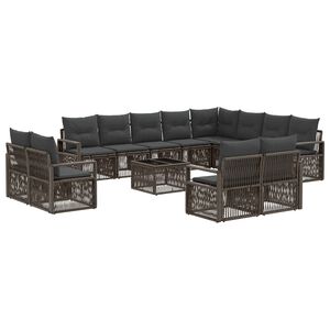 vidaXL Set Divano da Giardino 13 pz Grigio polyrattan