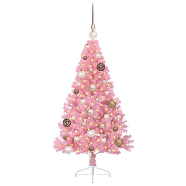 vidaXL Albero di Natale artificiale con luci integrate Rosa 120 cm PVC