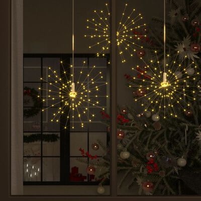 vidaXL Luci di Natale Fuochi d'Artificio Bianco Caldo 20 cm 140 LED