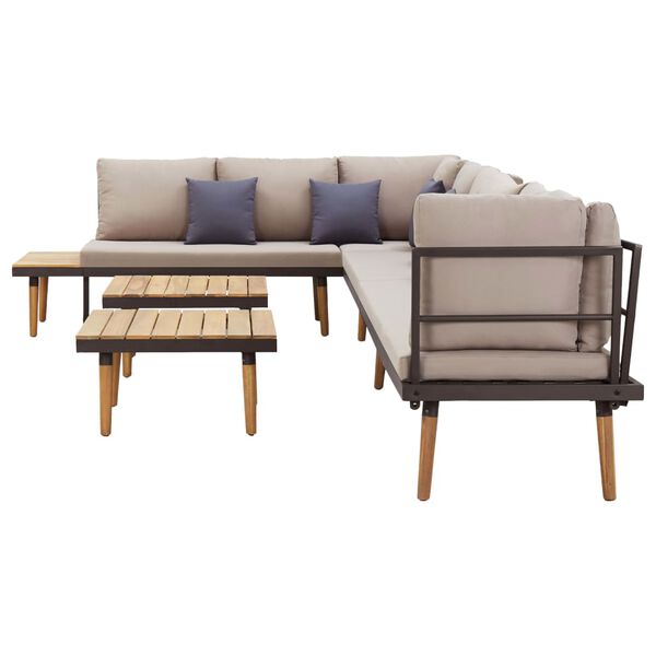 vidaXL Set Divani da Giardino 7 Posti con Cuscini in Massello Acacia