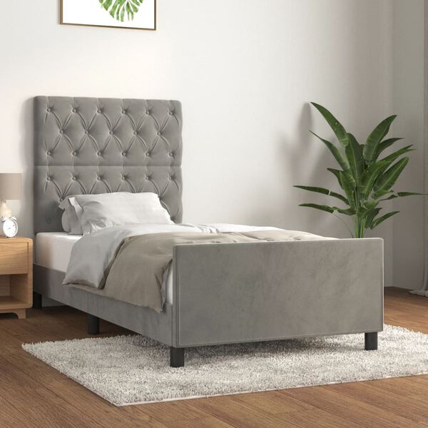 vidaXL Giroletto senza Materasso Grigio Chiaro 80x200 cm Velluto