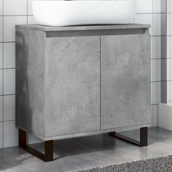 vidaXL Armadietto da Bagno Grigio Cemento 58x33x60cm in Truciolato