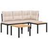 vidaXL Set Panche Giardino Cuscini 3pz Nero Acciaio Verniciato Polvere