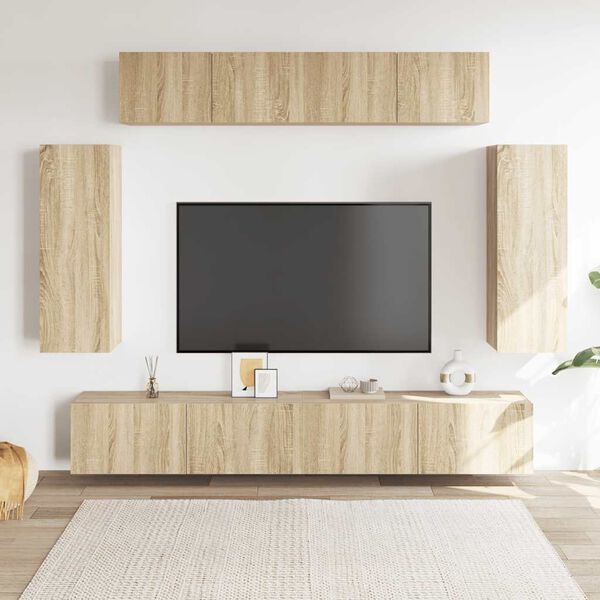 vidaXL Set di Mobili Porta TV 6 pz Rovere Sonoma in Legno Multistrato