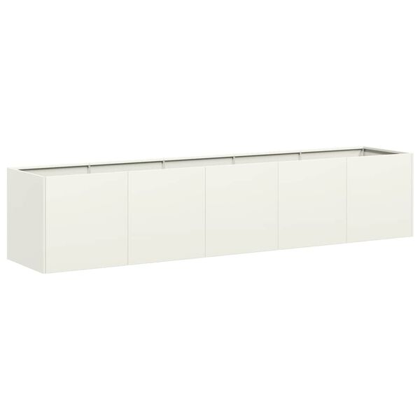 vidaXL Fioriera Bianca 200x40x40 cm in Acciaio Laminato a Freddo