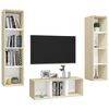 vidaXL Set Porta TV 3 pz Bianco e Rovere Sonoma in Truciolato