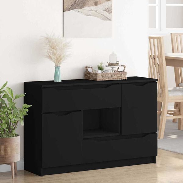 vidaXL Credenza con cassetto Nero 100 x 30 x 65,6 Legno multistrato