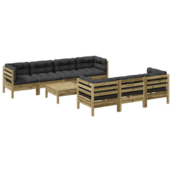 vidaXL Set Divani da Giardino 8pz con Cuscini Legno Impregnato di Pino