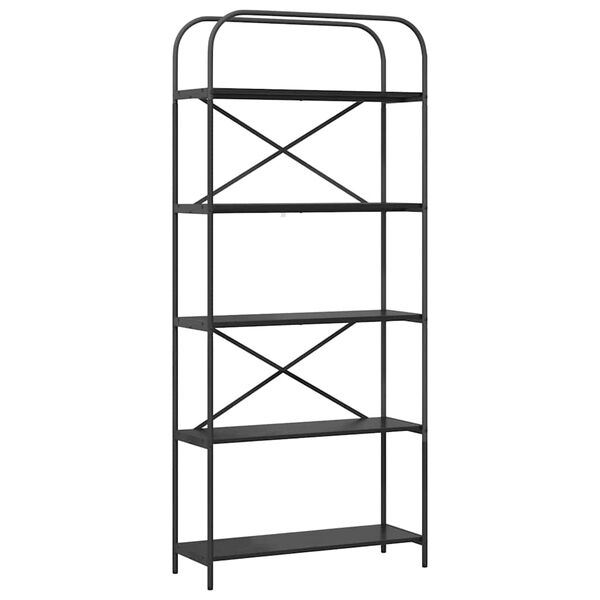 vidaXL Libreria Rovere Nero 80 x 30 x 183 cm Legno multistrato