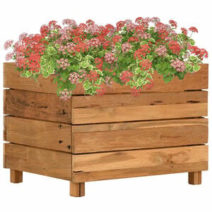 vidaXL Letto Rialzato 50x40x38 cm Legno di Teak di Recupero e Acciaio
