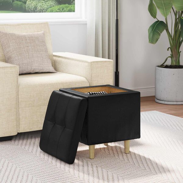 vidaXL Pouf contenitore Nero 40 x 40 x 45 cm Pelle sintetica