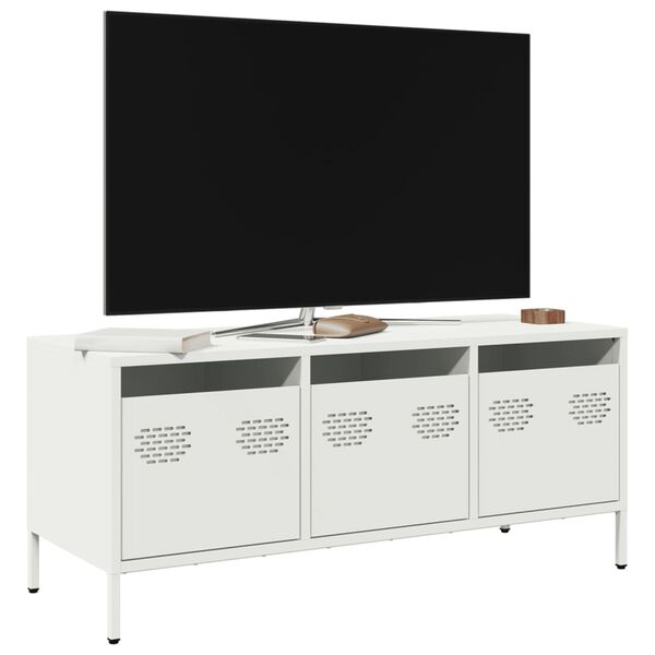 vidaXL Mobile TV Bianco 101,5x39x43,5 cm in Acciaio Laminato a Freddo