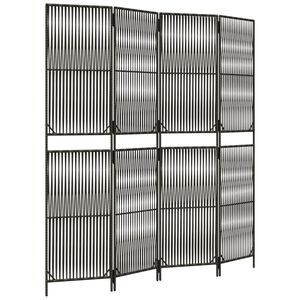 vidaXL Divisorio per Ambienti a 4 Pannelli Grigio in Polyrattan