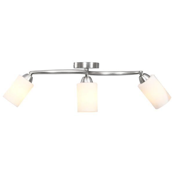 vidaXL Lampadario Paralume in Ceramica a Cono Bianco 3 Lampadine E14