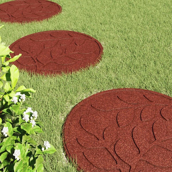 vidaXL Pietra da Passo 6 pcs Rosso &Oslash; 44 x 2 cm Gomma