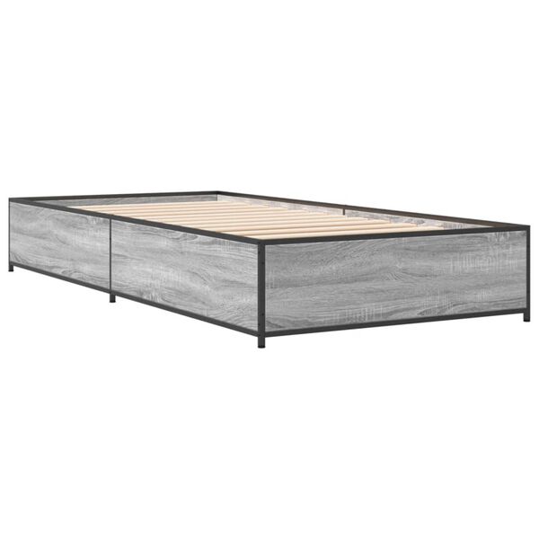 vidaXL Giroletto Grigio Sonoma 90x200 cm Legno Multistrato e Metallo