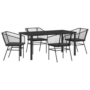 vidaXL Set da Pranzo per Giardino 5 pcs Nero polyrattan