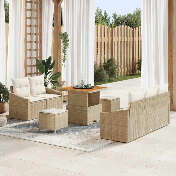 vidaXL Set Divano da Giardino con cuscino 8 pcs Beige e Crema