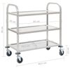 vidaXL Carrello da Cucina a 3 Livelli 96,5x55x90 cm in Acciaio Inox