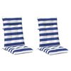vidaXL Cuscino da Esterno 2 pz Tessuto Blu e Bianco 120 x 50 x 7 cm
