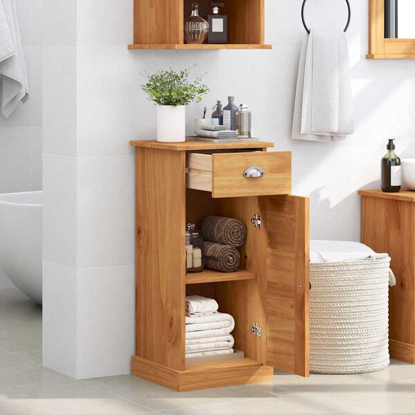 vidaXL Mobile da Bagno VIGO Marrone e Marrone Miele 37,5 x 34 x 80 cm