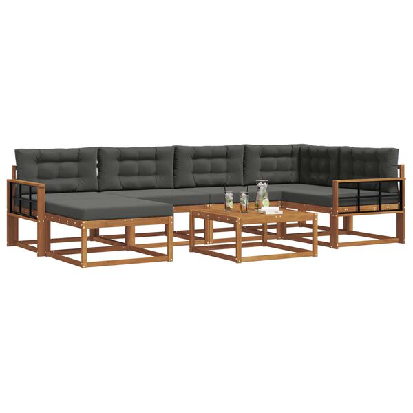 vidaXL Set di divani da esterno con cuscino 7 pcs Naturale e Antracite