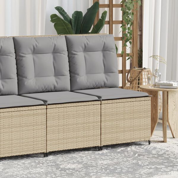 vidaXL Divano Reclinabile da Giardino con Cuscini Beige in Polyrattan
