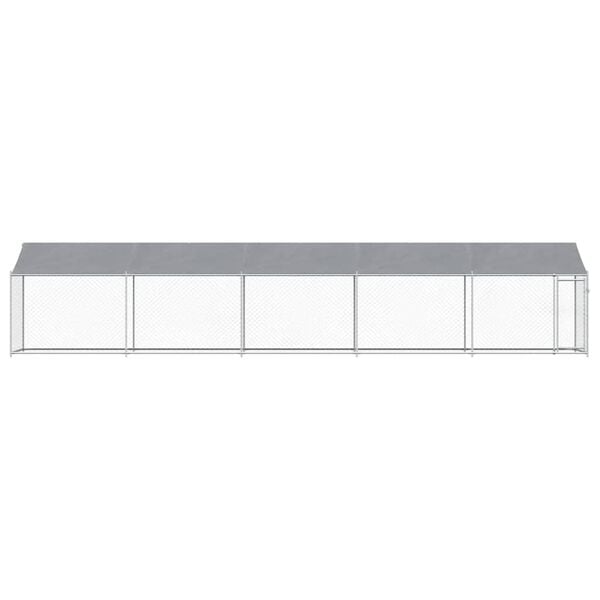 vidaXL Gabbia Cani con Tetto e Porta Grigia 10x2x2 m Acciaio Zincato