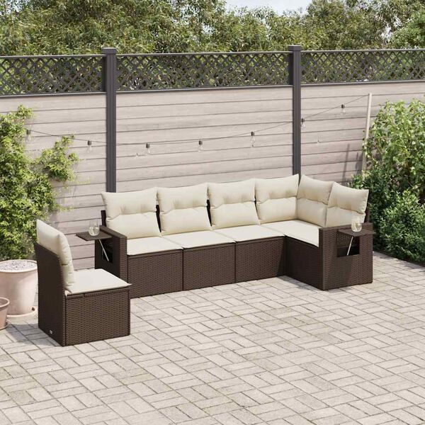 vidaXL Set Divano da Giardino 6 pz con Cuscini Marrone in Polyrattan