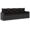 vidaXL Set Divani da Giardino 4 pz con Cuscini Nero in Polyrattan