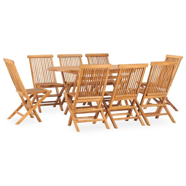 vidaXL Set da Pranzo da Giardino 9 pz Pieghevole in Massello di Teak