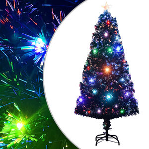 vidaXL Albero di Natale Preilluminato con Supporto e LED 120 cm Fibra Ottica